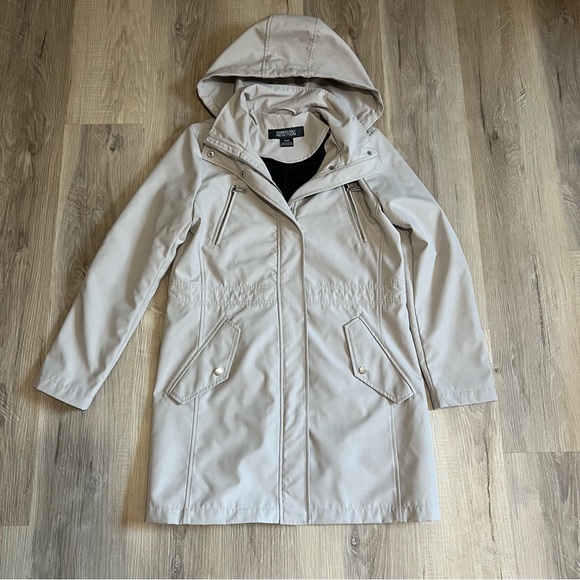 Kenneth Cole Reaction Tan Hooded Trench Coat - Picture 1 of 7